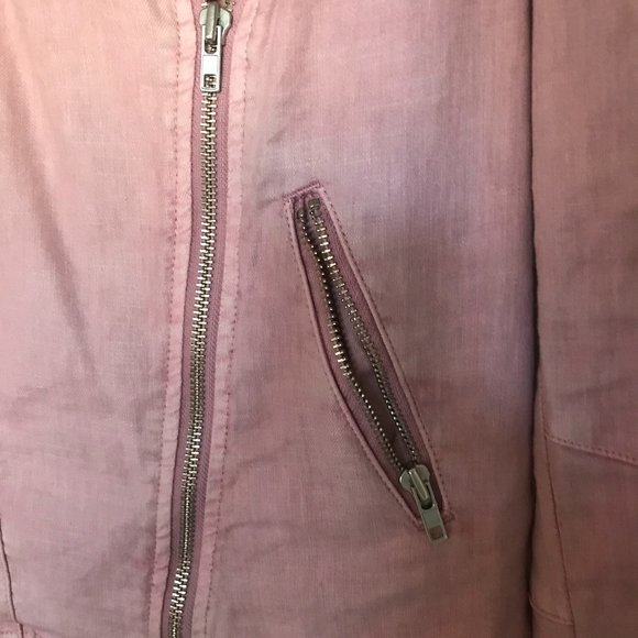 Like New Level 99 Mauve Linen Blend Moto Jacket, Size M - Picture 2 of 7